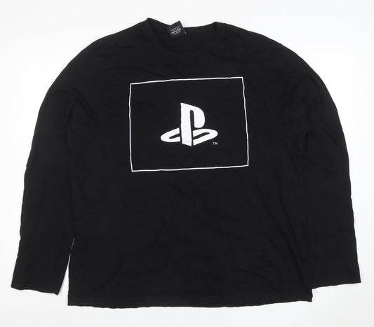 Primark Men’s Black PlayStation Long Sleeve Cotton T-Shirt 2XL