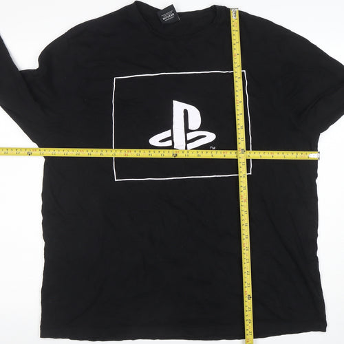 Primark Men’s Black PlayStation Long Sleeve Cotton T-Shirt 2XL