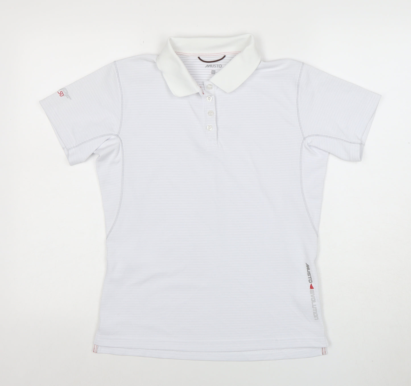 Musto Women's White Polo Shirt Size 12 Short Sleeve Lightweight