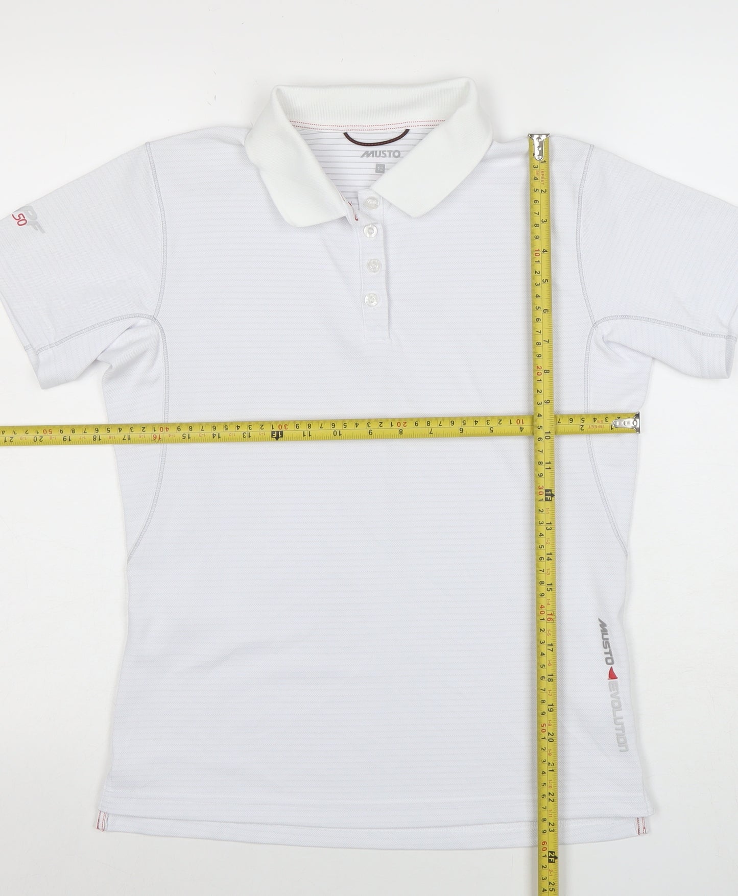 Musto Women's White Polo Shirt Size 12 Short Sleeve Lightweight