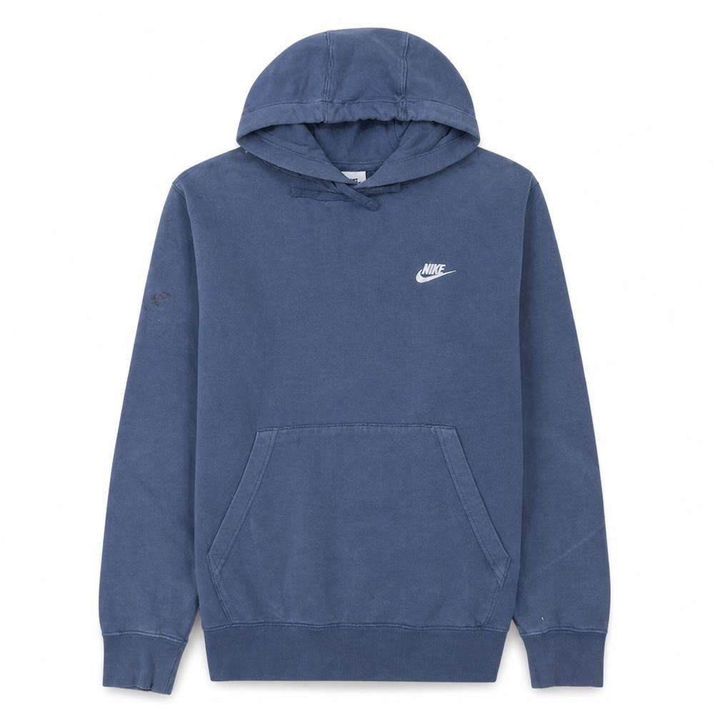 Front view of Nike Men's Blue Pullover Hoodie Medium Cotton Blend Athletic Sweatshirt