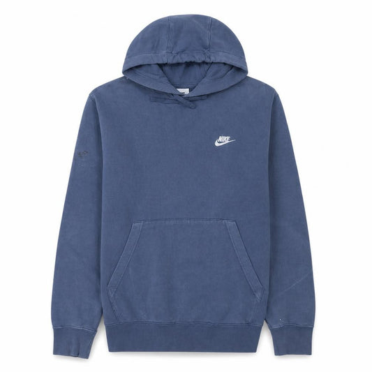 Front view of Nike Men's Blue Pullover Hoodie Medium Cotton Blend Athletic Sweatshirt