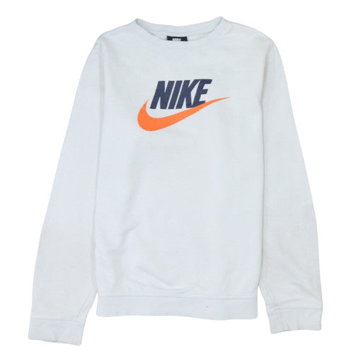 Nike Boys White Standard Fit XL Sweatshirt with Logo Print