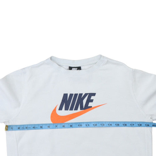 Nike Boys White Standard Fit XL Sweatshirt with Logo Print