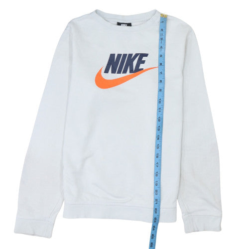 Nike Boys White Standard Fit XL Sweatshirt with Logo Print