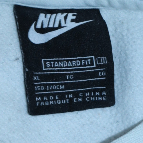 Nike Boys White Standard Fit XL Sweatshirt with Logo Print