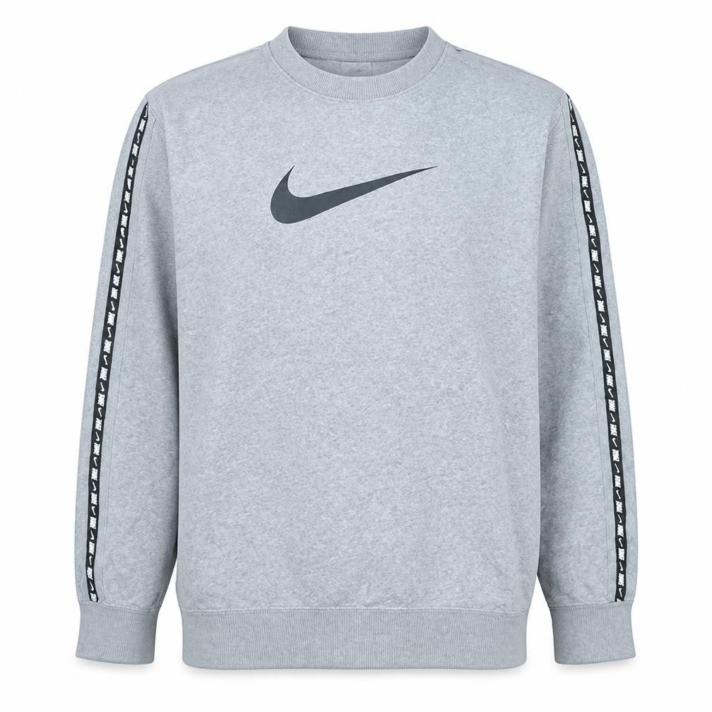 Front view of Nike Men's Grey Logo Pullover Sweatshirt, size S, Regular Fit