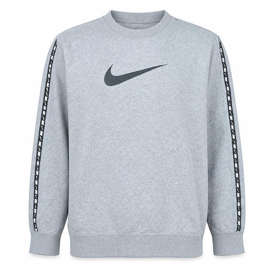 Front view of Nike Men's Grey Logo Pullover Sweatshirt, size S, Regular Fit