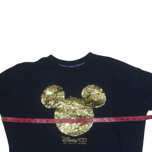 Disney 100 George Womens Black Gold Sequin Mickey Sweatshirt L 16-18