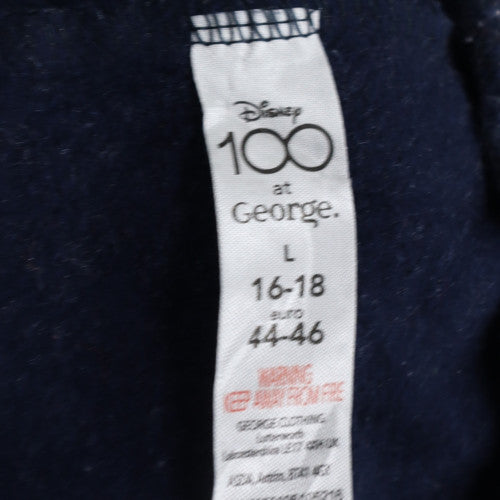 Disney 100 George Womens Black Gold Sequin Mickey Sweatshirt L 16-18