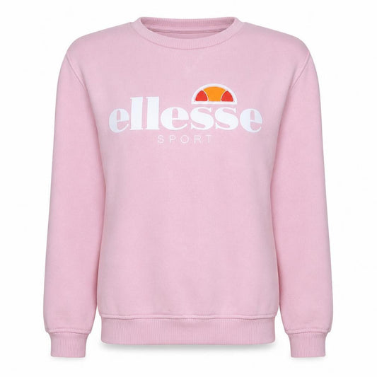 Front view of Ellesse Women Pink Cotton Blend Pullover Sweatshirt UK 10