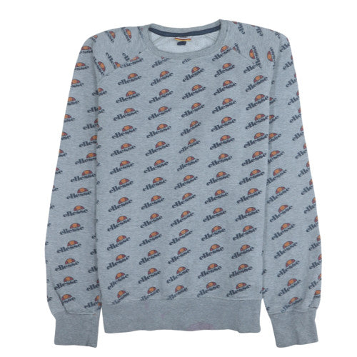 Ellesse Mens Grey Logo Print Crew Neck Sweatshirt Size L