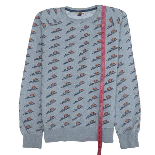 Ellesse Mens Grey Logo Print Crew Neck Sweatshirt Size L