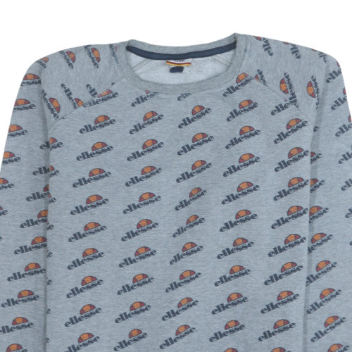 Ellesse Mens Grey Logo Print Crew Neck Sweatshirt Size L