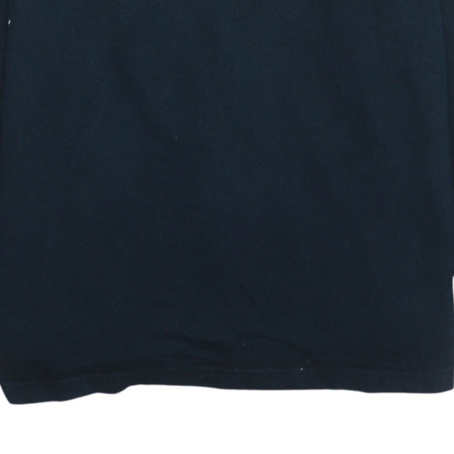 Rugby Men's Blue Embroidered Flag Long Sleeve Polo Shirt XL