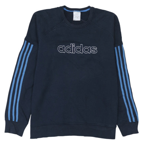 Adidas Men Blue Logo Pullover Sweatshirt Crew Neck Long Sleeve M