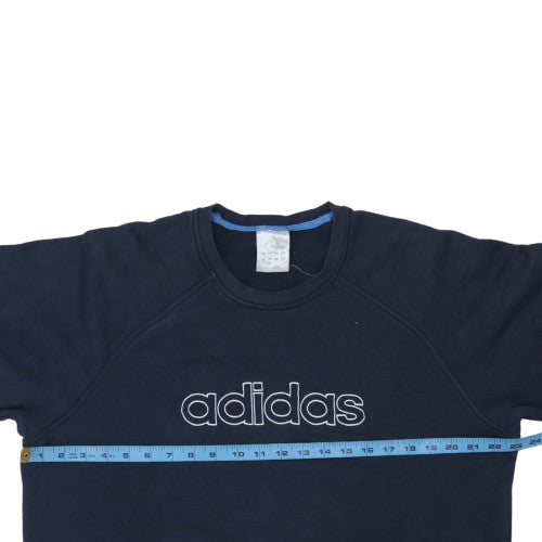 Adidas Men Blue Logo Pullover Sweatshirt Crew Neck Long Sleeve M