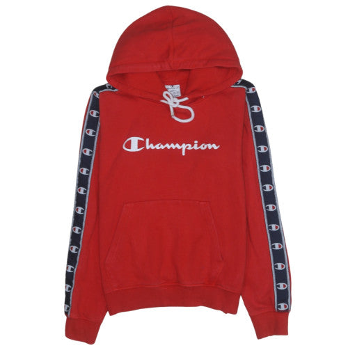 Champion Women Red Pullover Hoodie Small Hooded Logo Sweatshirt