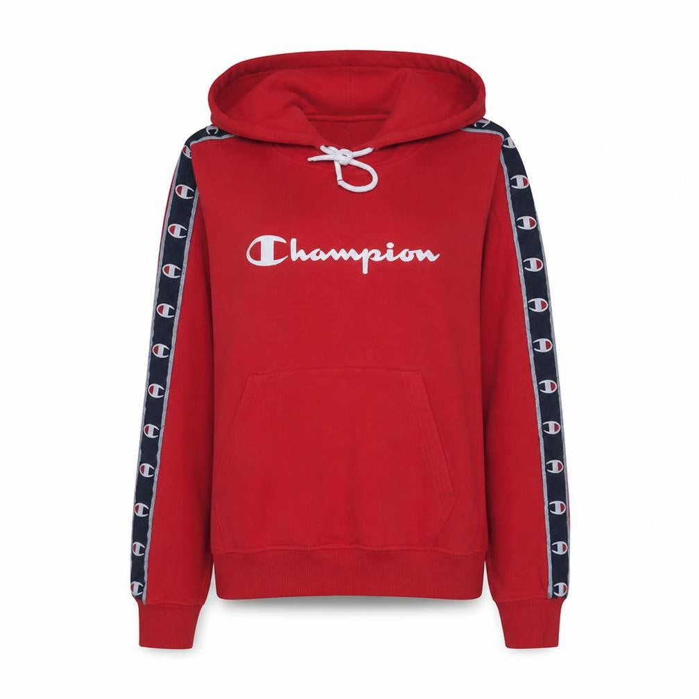 Front view of Champion Women Red Pullover Hoodie Small Hooded Logo Sweatshirt