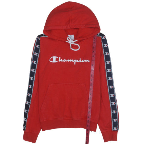 Champion Women Red Pullover Hoodie Small Hooded Logo Sweatshirt