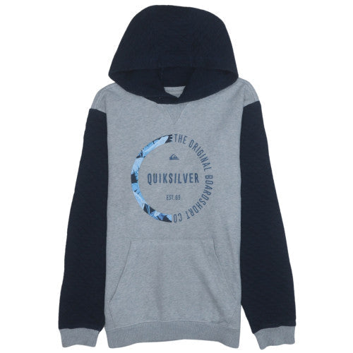 Quiksilver Boys Grey & Navy Hoodie Size 14 Full Zip Cotton Blend