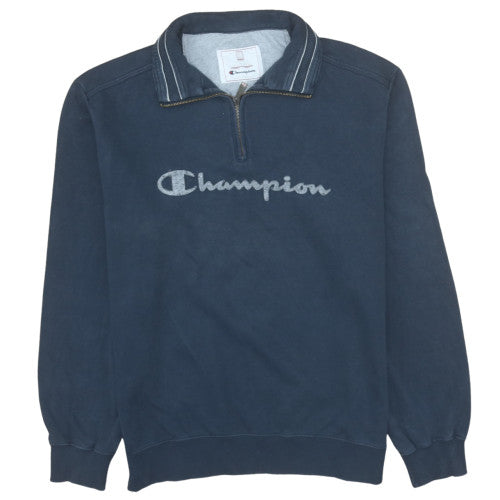 Champion Men's Blue XL 1/4 Zip Collared Fleece Sweatshirt