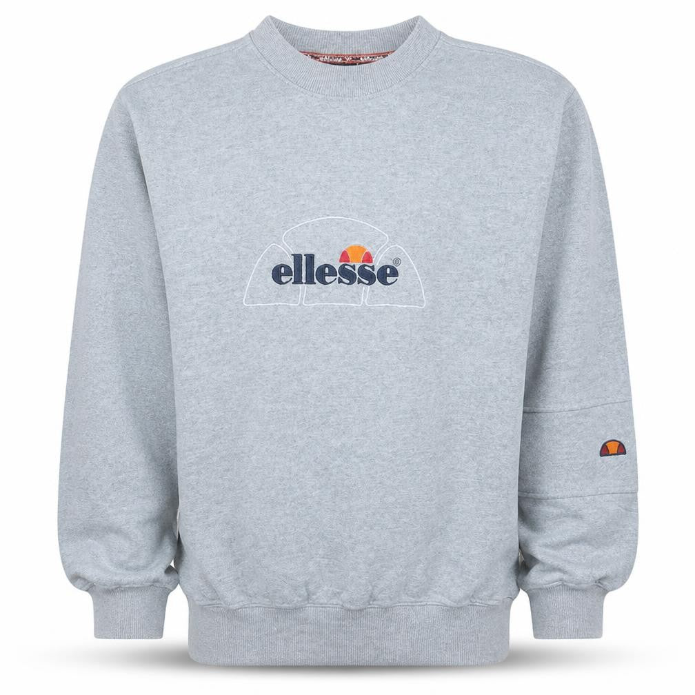 Front view of Ellesse Men's Grey Small Crew Neck Pullover Sweatshirt