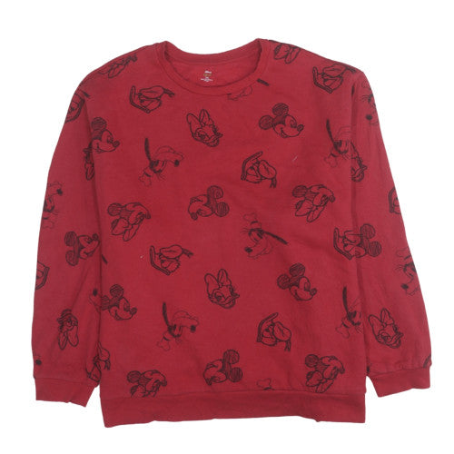 Disney Womens Red 3XL Pullover Sweatshirt with Mickey Print