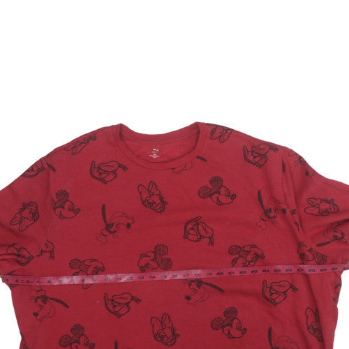 Disney Womens Red 3XL Pullover Sweatshirt with Mickey Print