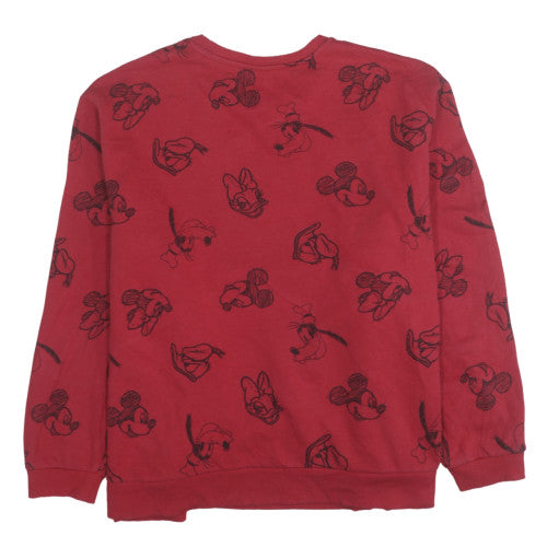 Disney Womens Red 3XL Pullover Sweatshirt with Mickey Print