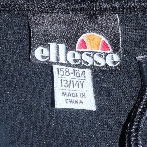 Ellesse Boys Black Grey Colourblock Pullover Hoodie 13-14 Years Cotton Blend