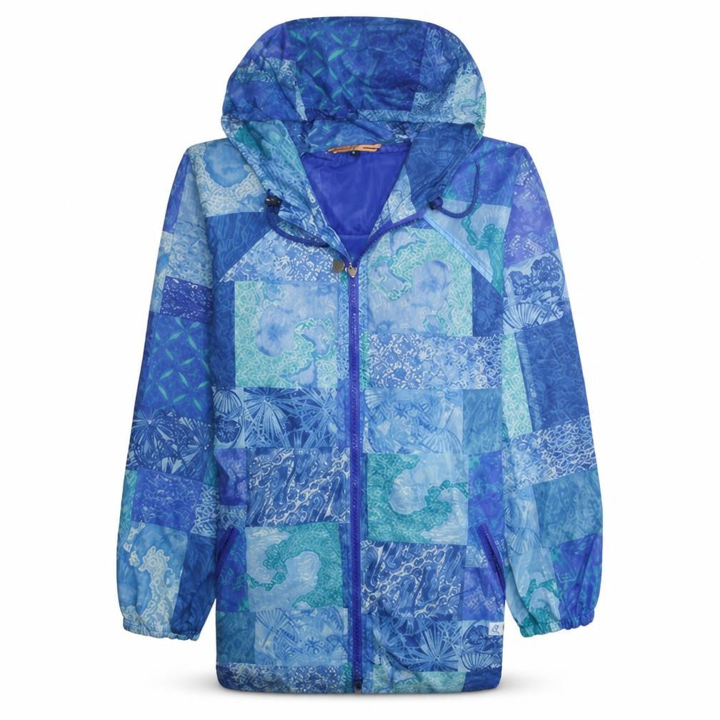 Front view of Kenzo Men’s Blue Dragon Print Hooded Windbreaker Jacket M