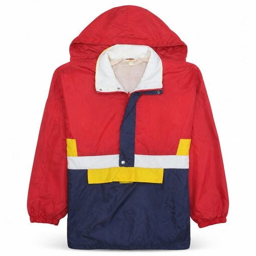 Luciano Mens Multicoloured L Hooded Anorak 90s Retro Windbreaker Jacket