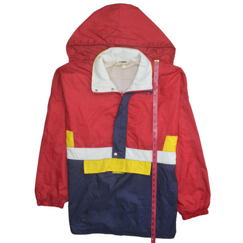 Luciano Mens Multicoloured L Hooded Anorak 90s Retro Windbreaker Jacket
