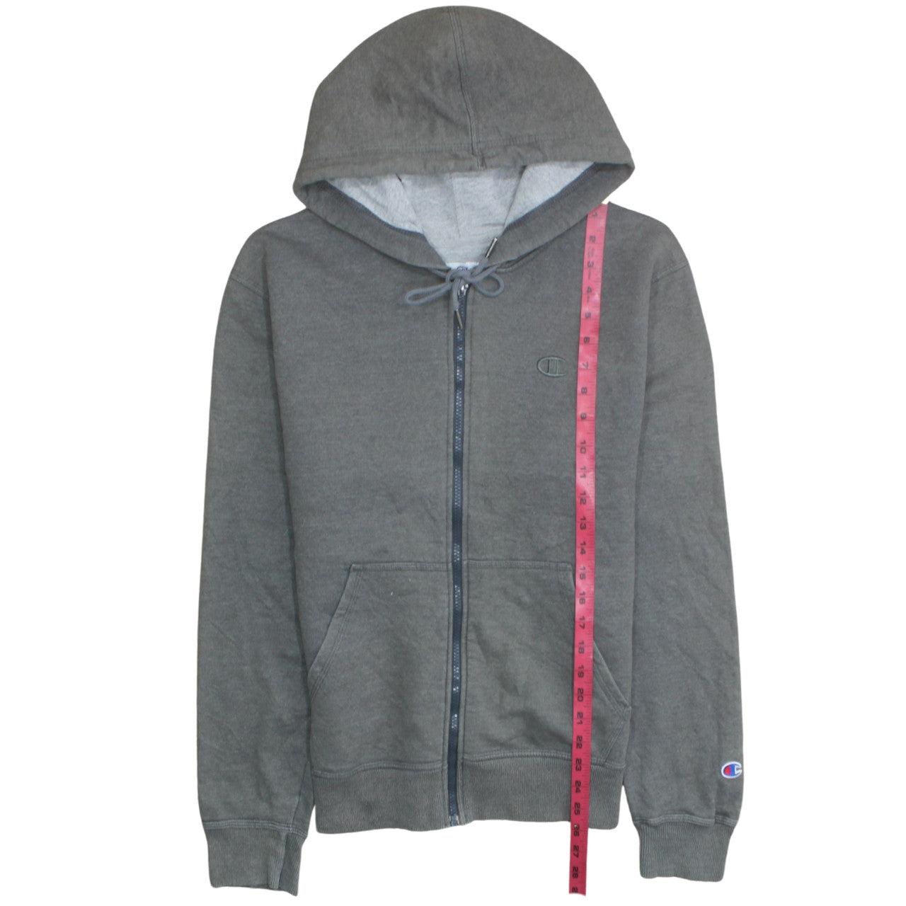 Champion Men's Grey Full Zip Hoodie Size S Cotton Blend