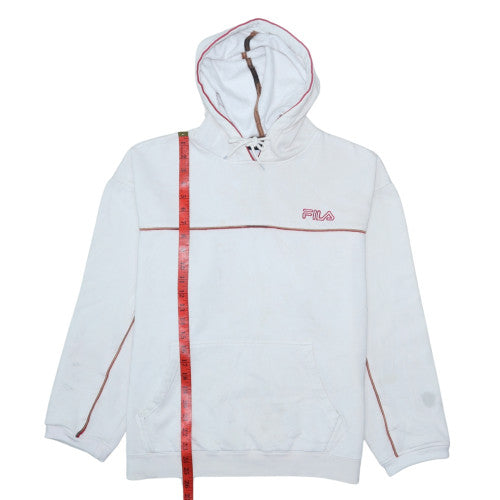 FILA Men's White L Pullover Hoodie With Logo and Pouch Pocket