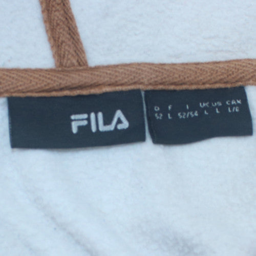 FILA Men's White L Pullover Hoodie With Logo and Pouch Pocket