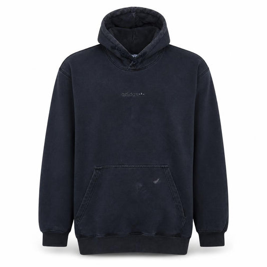 Front view of Adidas Men's Black Pullover Hoodie, size L, Regular Fit Fleece