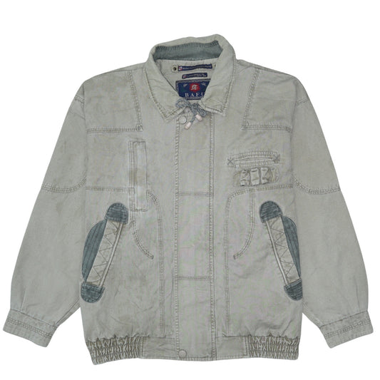 BAFU Men's Grey Cotton Bomber Jacket XL Regular Fit Casual