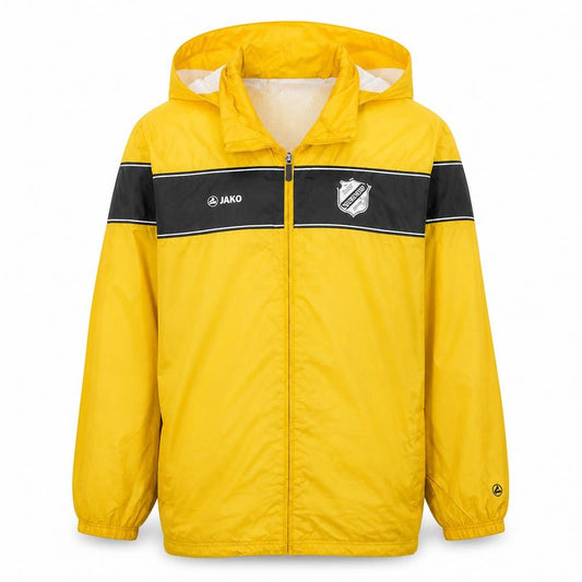 Front view of Jako Men's Yellow Windbreaker Jacket L Hooded Lightweight Sports