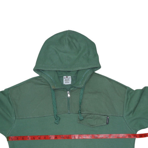 Champion Mens Green Medium 1/4 Zip Hoodie Pullover Fleece Sweatshirt
