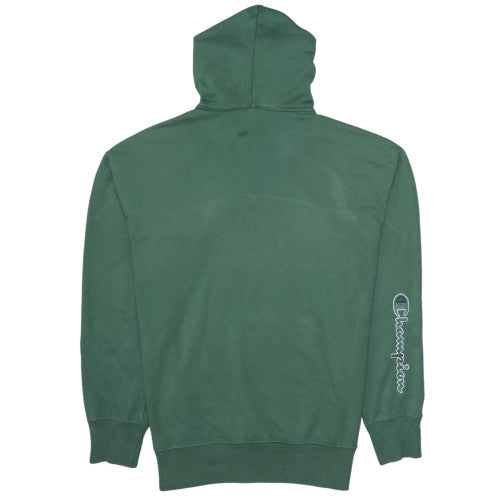 Champion Mens Green Medium 1/4 Zip Hoodie Pullover Fleece Sweatshirt