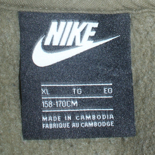 Nike Boys Khaki Full Zip Hoodie XL Green Fleece Sweatshirt