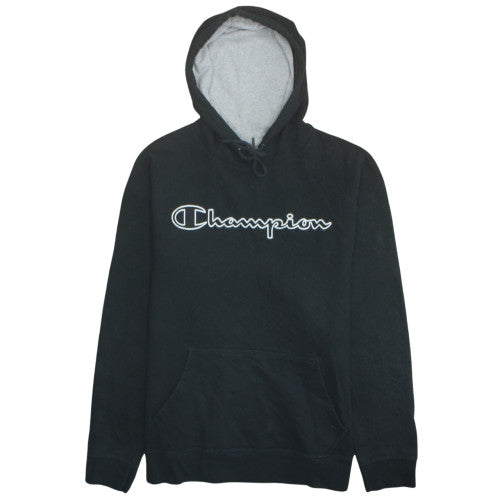 Champion Men's Black XL Pullover Hoodie with Logo Print