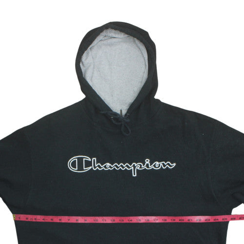 Champion Men's Black XL Pullover Hoodie with Logo Print