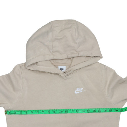 Nike Women Beige Pullover Hoodie Small Hooded Logo Sweatshirt