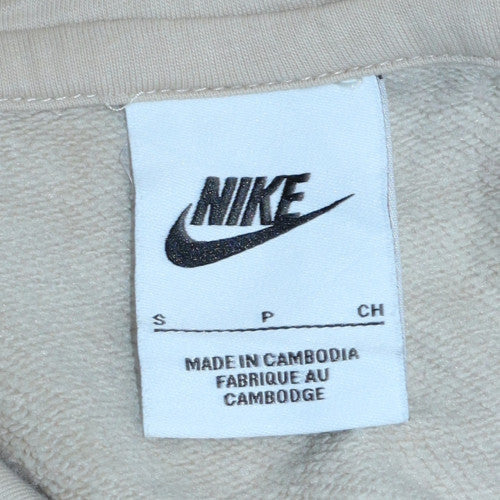 Nike Women Beige Pullover Hoodie Small Hooded Logo Sweatshirt