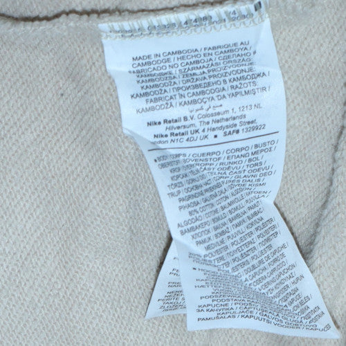 Nike Women Beige Pullover Hoodie Small Hooded Logo Sweatshirt