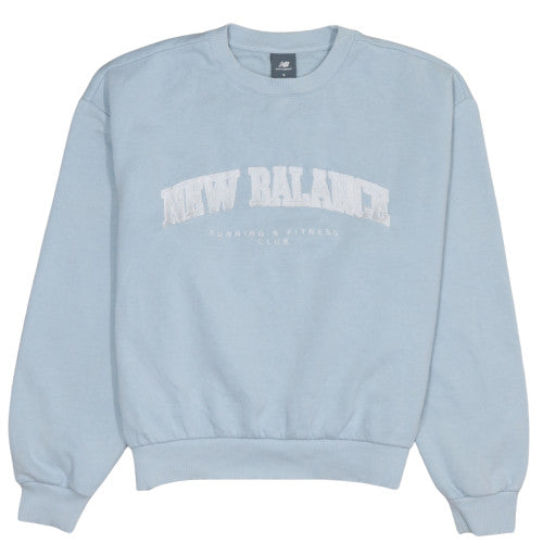 New Balance Womens Blue Small Pullover Sweatshirt Casual Cotton Blend