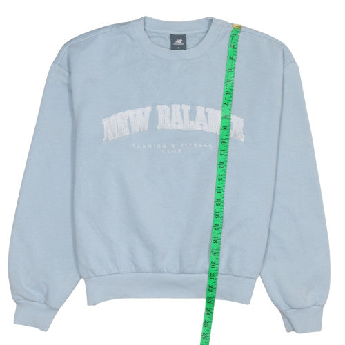 New Balance Womens Blue Small Pullover Sweatshirt Casual Cotton Blend